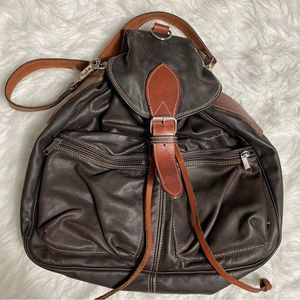 Rugby Leather Convertible Backpack Bag Tote Vintage Made in Canada Black 90s Y2K